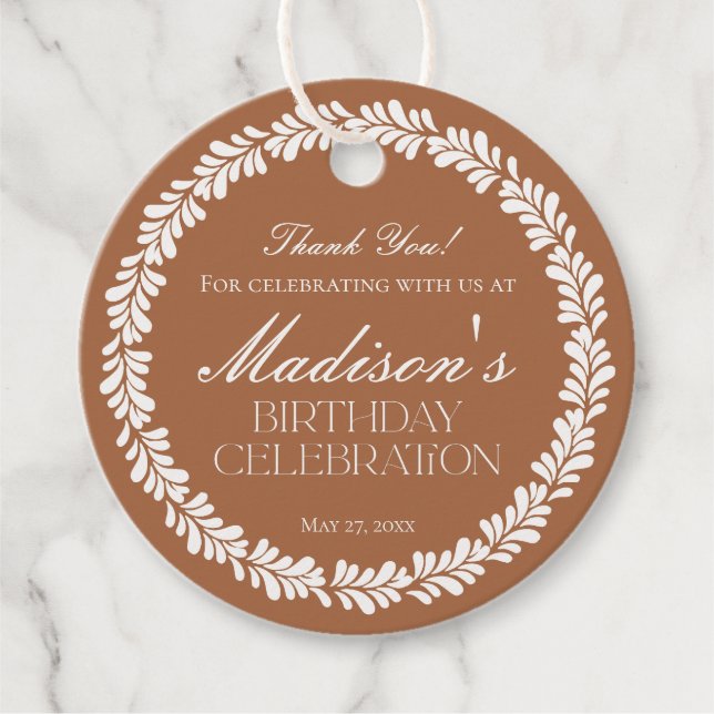 Clay Talavera Tile Spanish Fiesta Birthday Circle Favor Tags (Front)