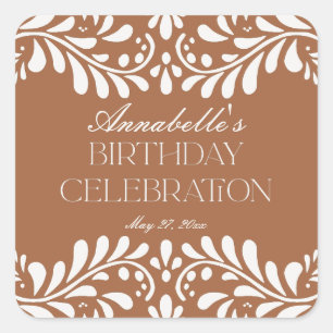 Clay Talavera Tile Spanish Fiesta Birthday Favor Square Sticker