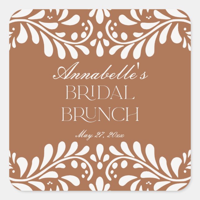 Clay Talavera Tile Spanish Fiesta Bridal Brunch Square Sticker (Front)