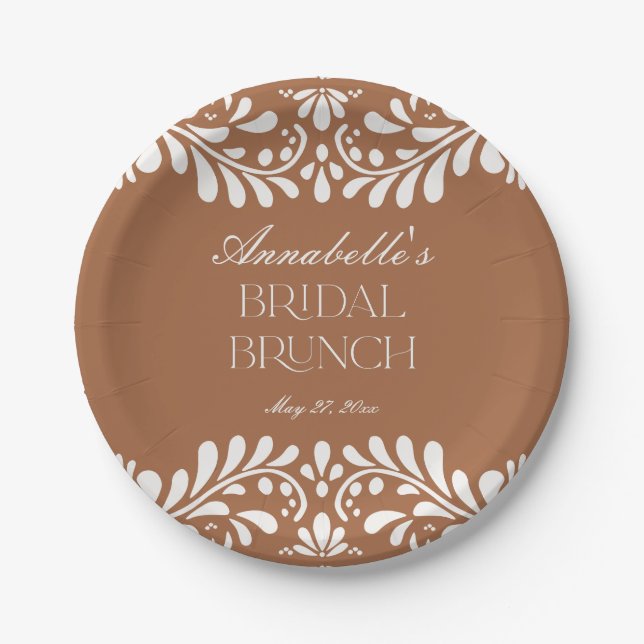 Clay Talavera Tile Spanish Fiesta Bridal Shower Paper Plates (Front)