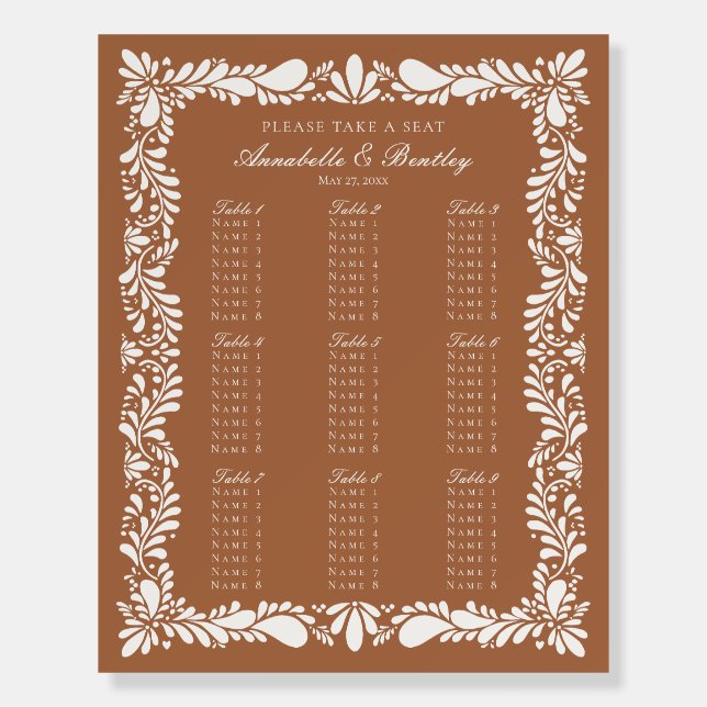 Clay Talavera Tile Spanish Fiesta Seating Chart Foam Board (Front)