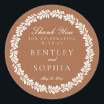 Clay Talavera Tile Spanish Fiesta Wedding Favor Classic Round Sticker<br><div class="desc">Everyone loves a fiesta! This collection is a stunning blend of elegance and cultural heritage, inspired by the traditional Mexican Clay Talavera tile patterns. The earthy burnt orange Terracotta floral border exudes sophistication and a touch of festive charm, making it perfect for your Spanish or Mexican inspired celebration. Whether you're...</div>