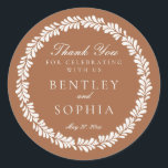 Clay Talavera Tile Spanish Fiesta Wedding Favor Classic Round Sticker<br><div class="desc">Everyone loves a fiesta! This collection is a stunning blend of elegance and cultural heritage, inspired by the traditional Mexican Clay Talavera tile patterns. The earthy burnt orange Terracotta floral border exudes sophistication and a touch of festive charm, making it perfect for your Spanish or Mexican inspired celebration. Whether you're...</div>
