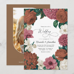Clay Terracotta, Desert Rose & Pale Oat Wedding Invitation