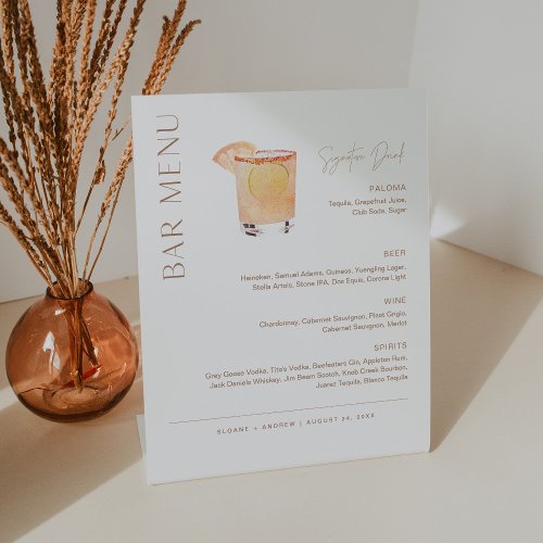 CLAY Wedding Bar Menu Signature Drink Pedestal Sign