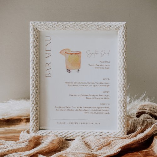 CLAY Wedding Bar Menu Signature Drink Sign