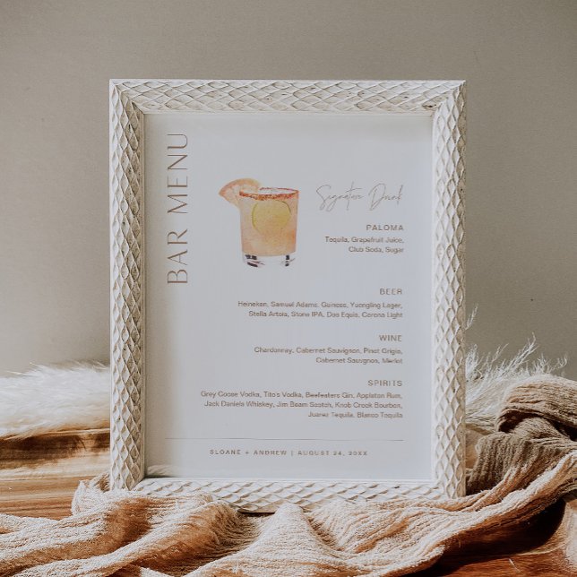 CLAY Wedding Bar Menu, Signature Drink Sign (Creator Uploaded)