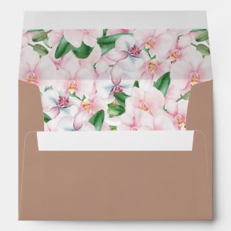Clay with Shell Pink and Mauve Orchids Envelope
