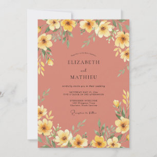 Clay Yellow Poppy Wedding Invitation