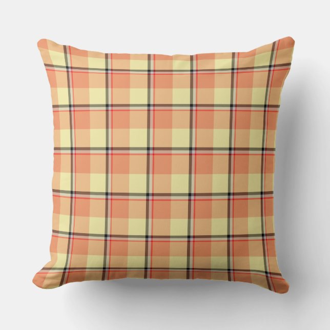Claystone and Morning Mist Plaid Throw Pillow (Front)