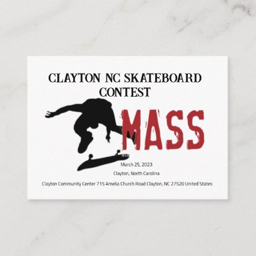 Clayton NC Skateboard Contest INVITATION