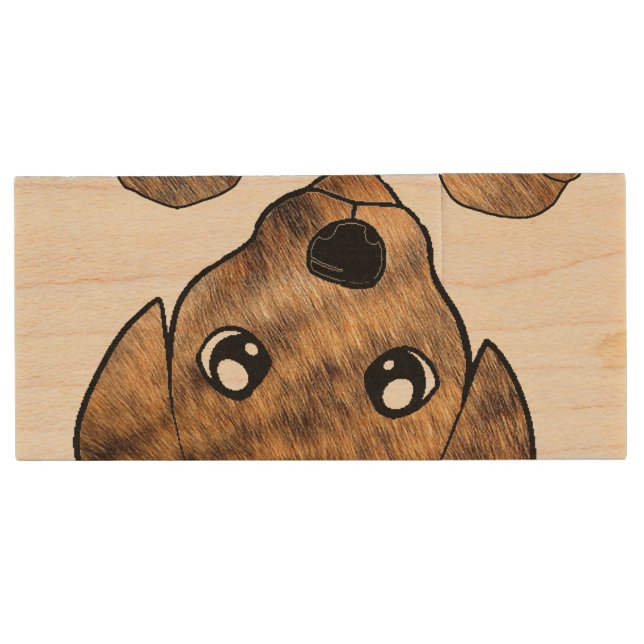 cld brindle peeking wood flash drive (Front)