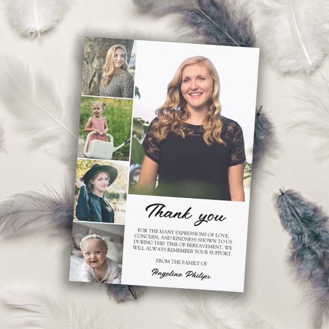 Clean 5 Photo Collage Bereavement Thank You Card (Creator Uploaded)