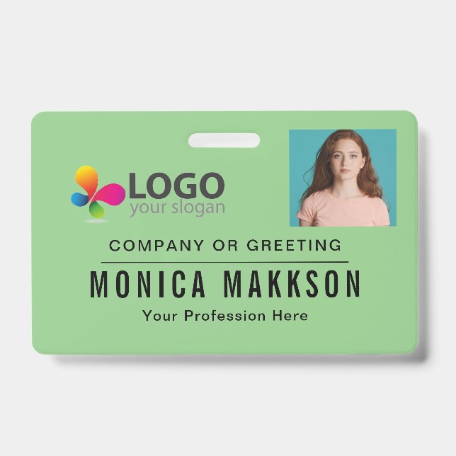 Clean Add Your Logo Office Employee ID Badge (Front)