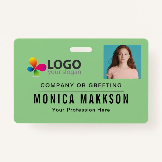 Clean Add Your Logo Office Employee ID Badge (Front)