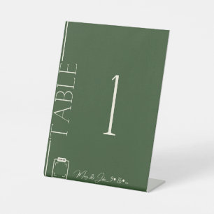Clean Aesthetic Dark Green Wedding Table Number Pedestal Sign