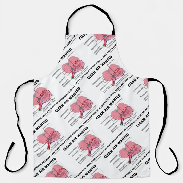 Clean Air Wanted Because Smoke Ruin Alveoli Humor Apron (Front)