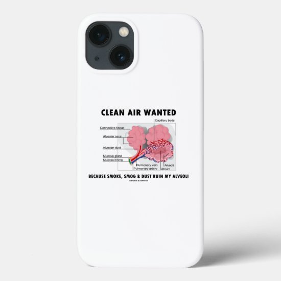 Clean Air Wanted Because Smoke Ruin Alveoli Humor iPhone 13 Case