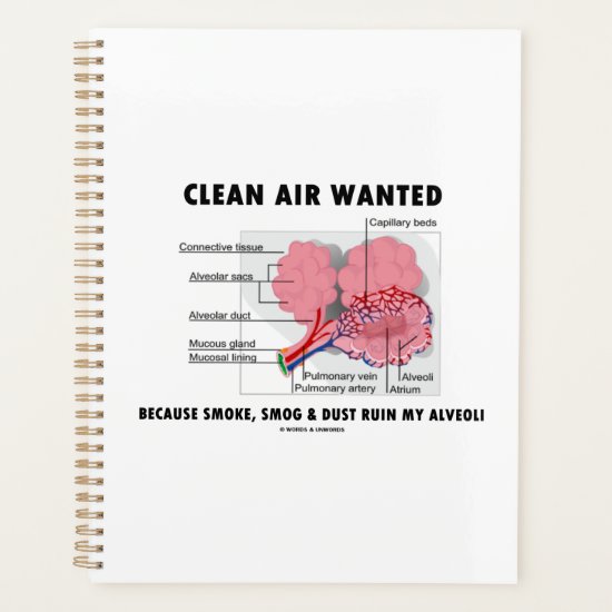 Clean Air Wanted Because Smoke Ruin Alveoli Humor Planner