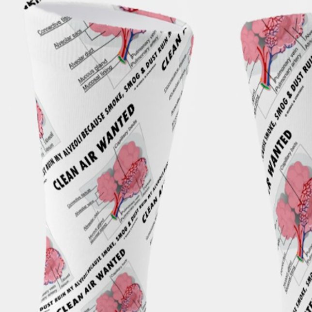 Clean Air Wanted Because Smoke Ruin Alveoli Humor Socks (Environmental attitude pair of crew socks featuring alveoli for anyone who wants clean air!)