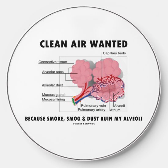 Clean Air Wanted Because Smoke Ruin Alveoli Humor Wireless Charger