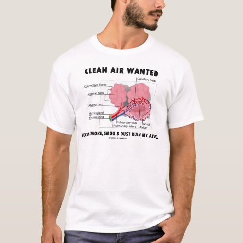 Clean Air Wanted Health  Medicine Alveoli Humor T_Shirt