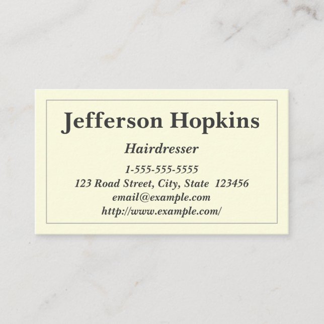 Clean and Basic Hairdresser Business Card (Front)