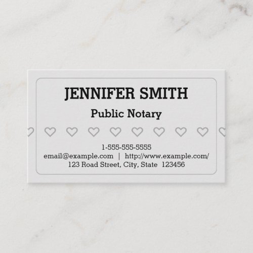 Clean and Basic Public Notary Business Card
