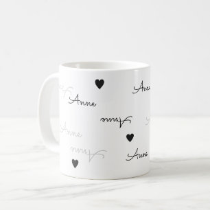 clean and clear name typography love coffee mug