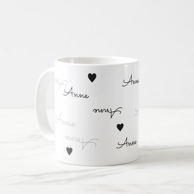 clean and clear name typography love coffee mug (Front Left)