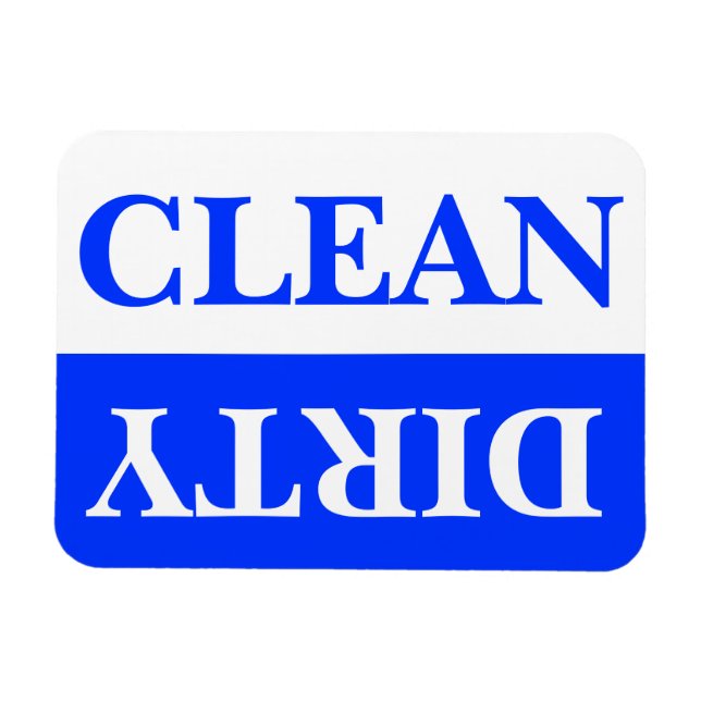 Clean and Dirty Dishwasher Magnet, Blue Magnet (Horizontal)