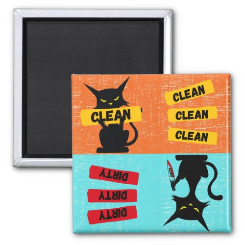 Clean and Dirty Funny Cat Dishwasher Magnet 