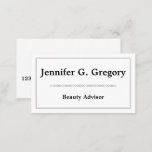 [ Thumbnail: Clean and Plain Beauty Advisor Business Card ]