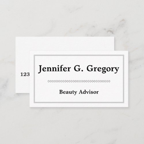 Clean and Plain Beauty Advisor Business Card