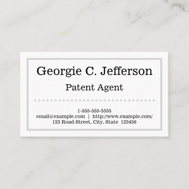 Clean and Plain Patent Agent Business Card (Front)