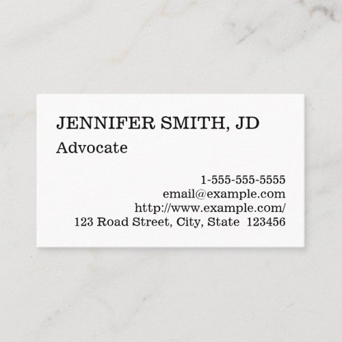 Clean and Professional Advocate Business Card