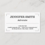 [ Thumbnail: Clean and Professional Advocate Business Card ]