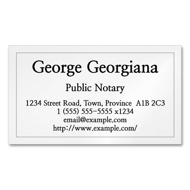 Clean and Restrained Public Notary Business Card (Front)