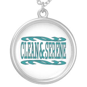 Clean and Serene Inspirational Recovery Quote Silver Plated Necklace