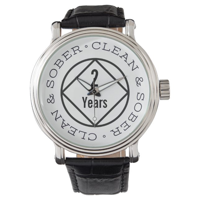 Clean and Sober Any Years Sobriety Milestone Gift Watch (Front)