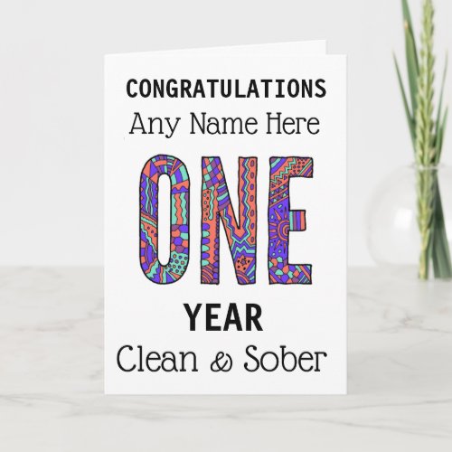 Clean and sober birthday anniversary personalised card