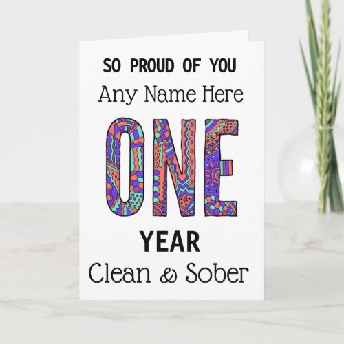 Clean and sober birthday anniversary personalised card