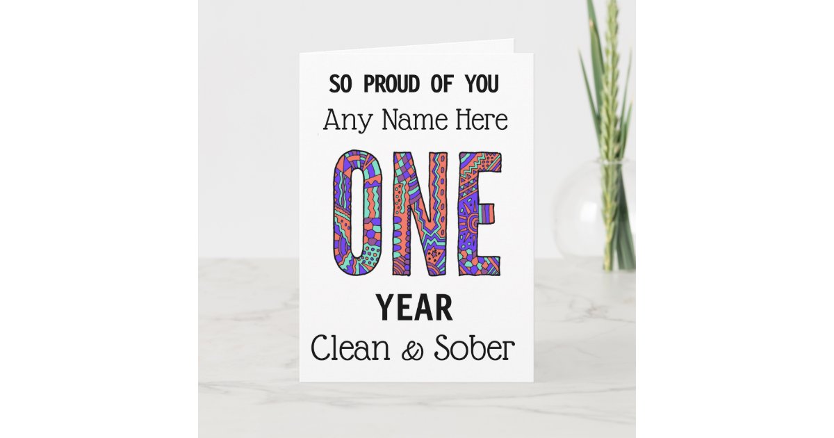 Clean and sober birthday anniversary personalised card Zazzle