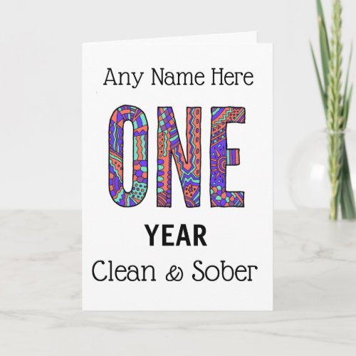 Clean and sober birthday anniversary personalised card
