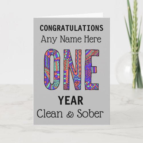 Clean and sober birthday anniversary personalized card