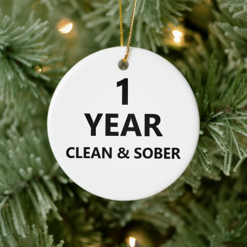 Clean and sober custom sobriety recovery Christmas Ceramic Ornament