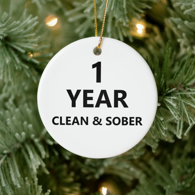 Clean and sober custom sobriety recovery Christmas Ceramic Ornament (Tree)