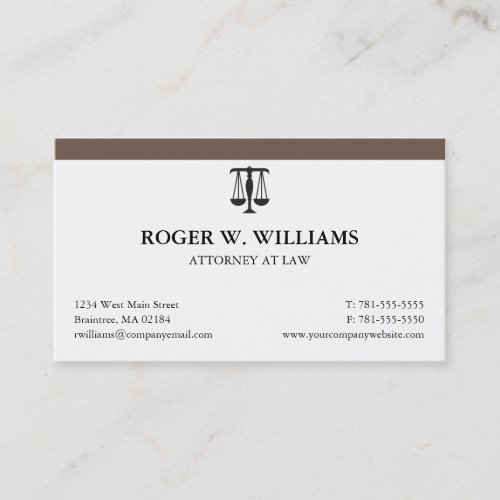 Clean Attorney Business Card with Justice Scale