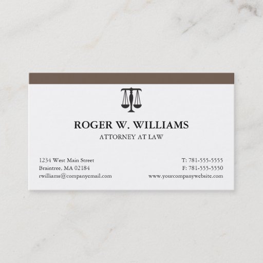 Customizable Clean Attorney Business Card with Justice Scale