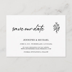 Clean Basic Simple White Bouquet Save our Date Enclosure Card